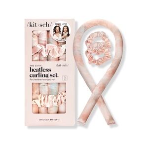 NWT Kitsch Satin Heatless Curling Set in Blush